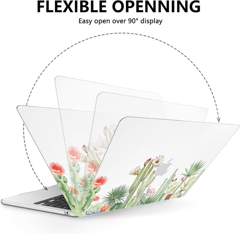 AKIT Compatible with MacBook Air 13 inch Case 2026 2025 2024-2022 M4 M3 M2 A3240 A3113 A2681, Unique Hard Shell Laptop Case+Screen Protector+Keyboard Cover for MacBook Air 13.6 inch, CactusFlowers - Image 5
